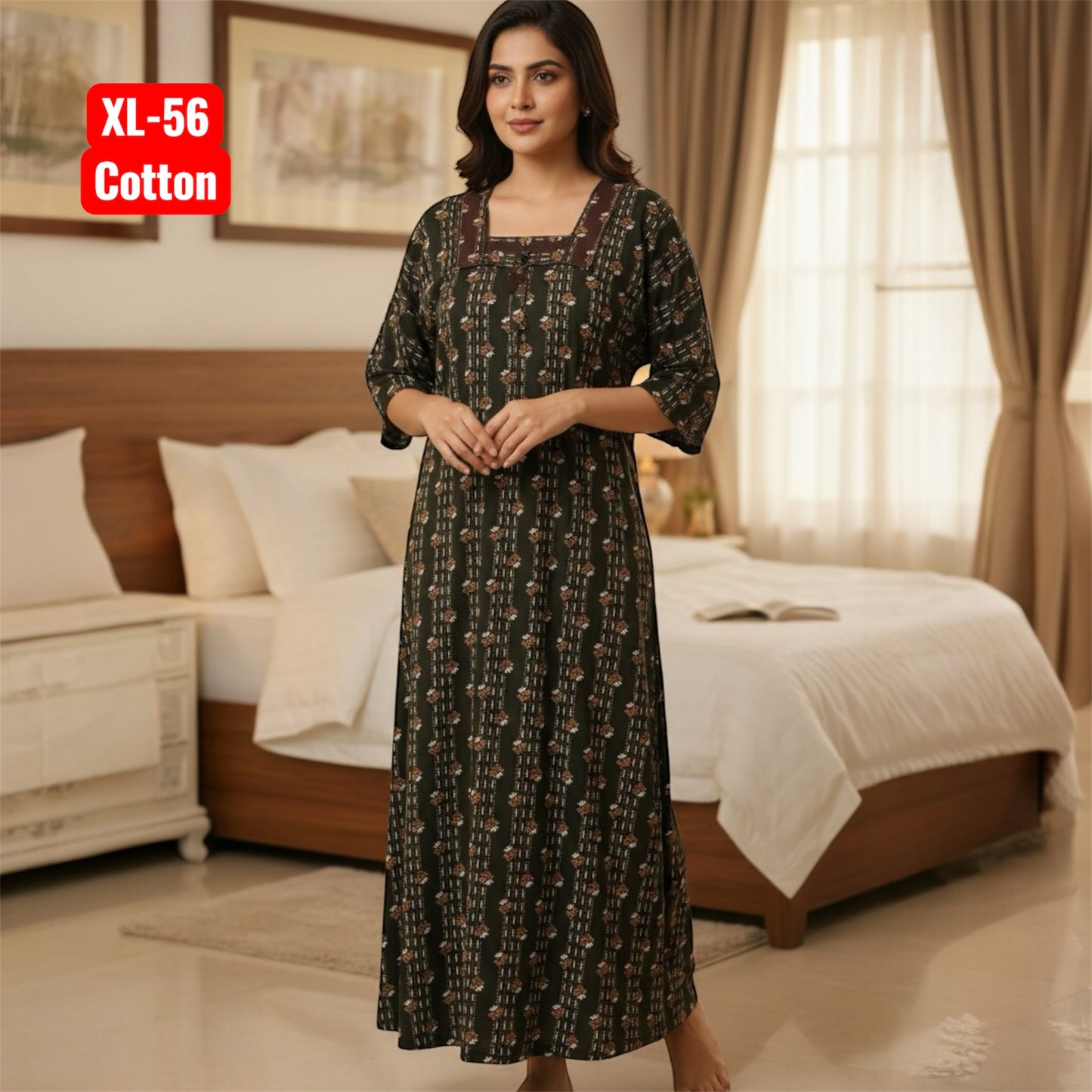 Cotton Nighty Square Neck