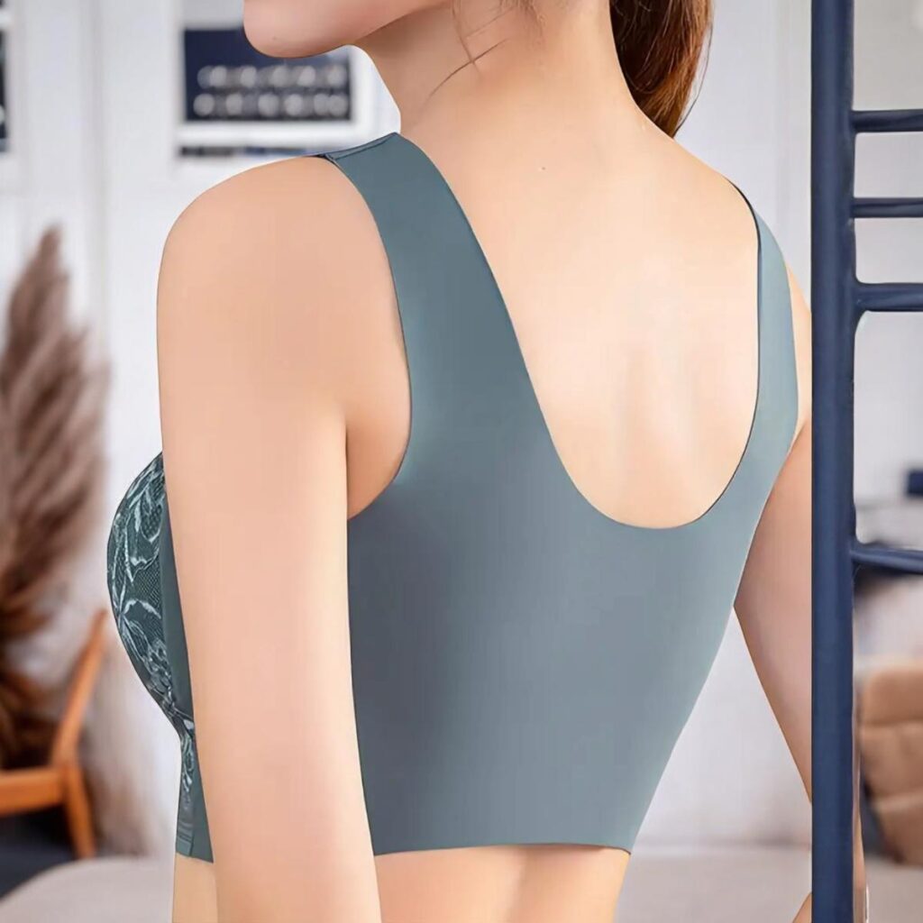 Solid Floral Lace Wireless Tank Bra