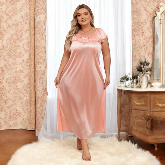 Plus size Elegant v neck long nighty