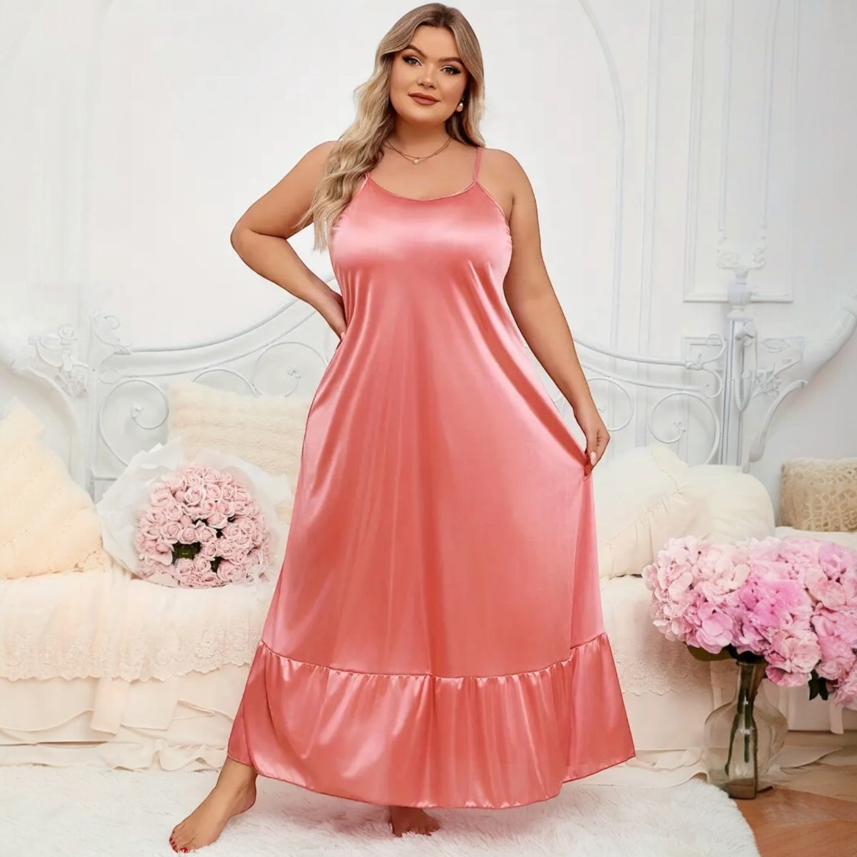 Plus size Dubai Satin nighty