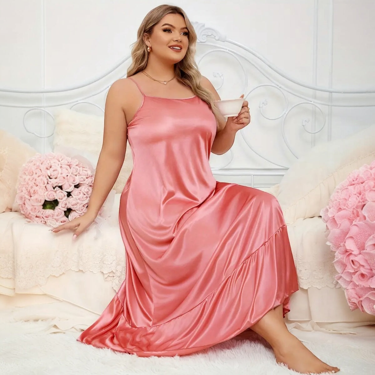 Plus size Dubai Satin nighty