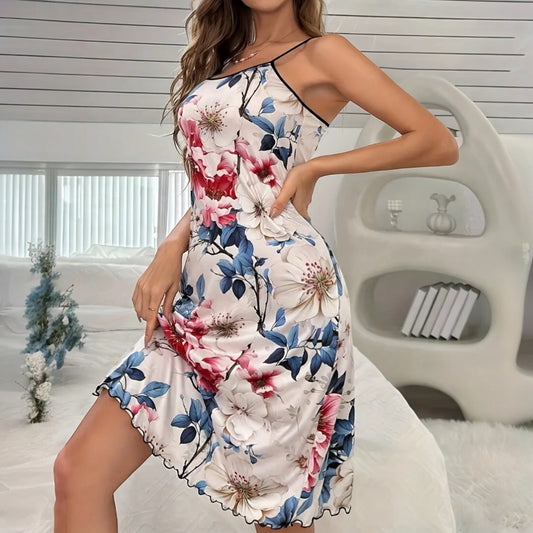 Casual Floral Print Spaghetti Strap Sundress