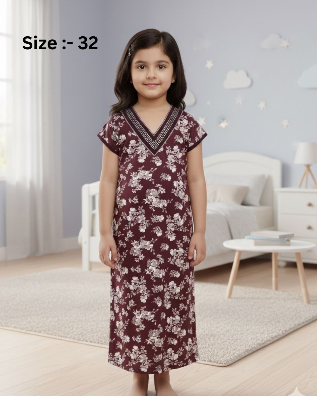 Kids v Neck Baniyan Nighty