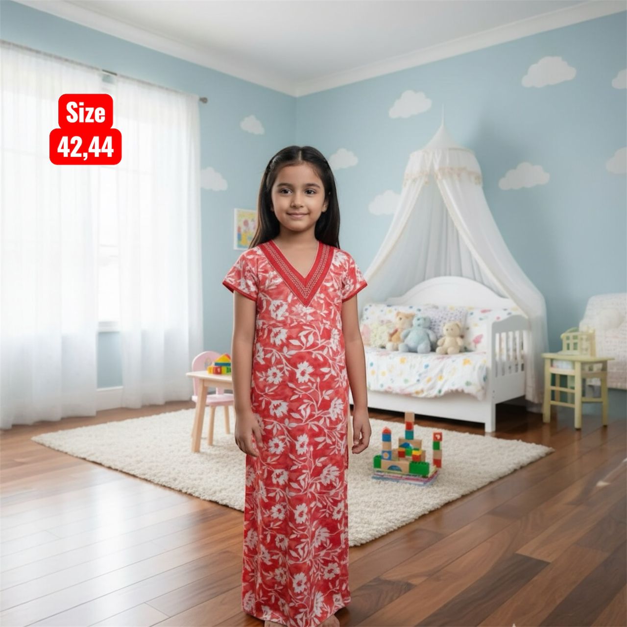 Kids v Neck Baniyan Nighty