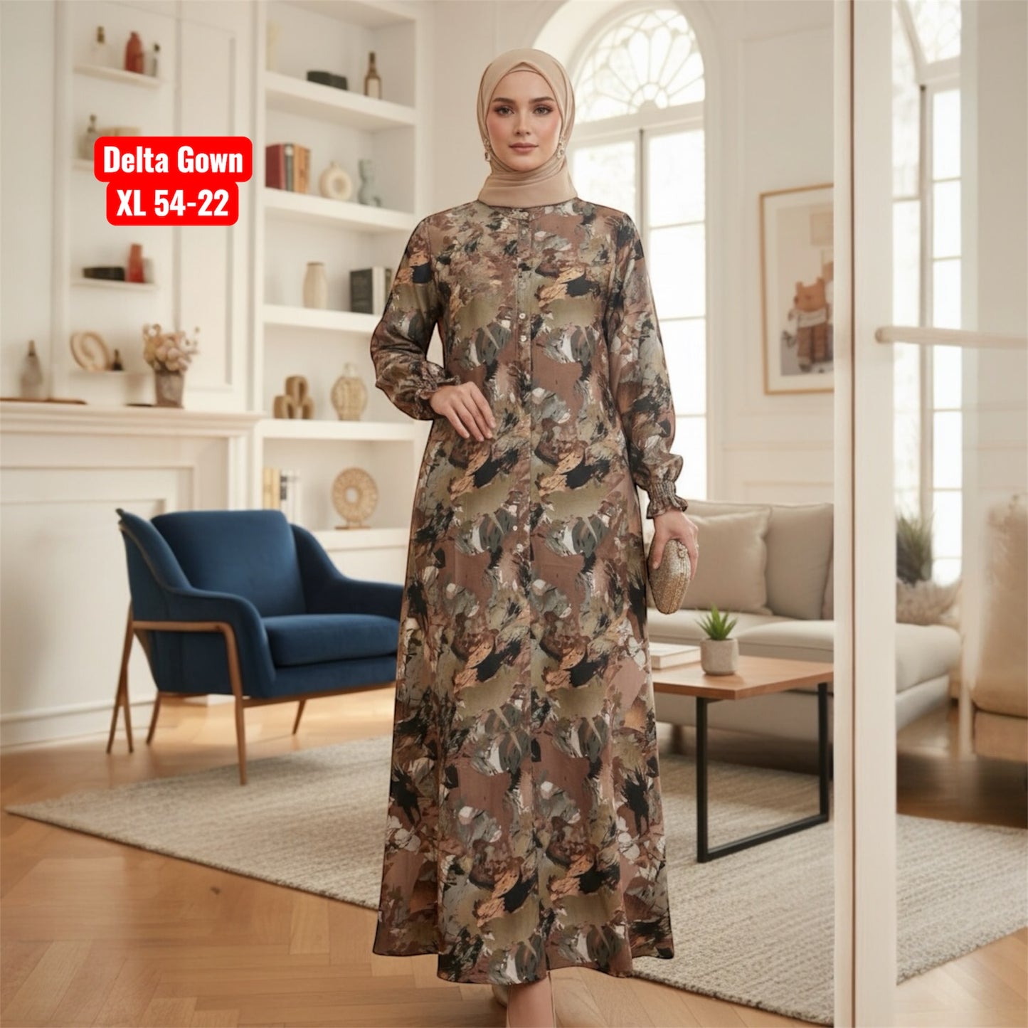 Abaya Gown In Delta Cloth
