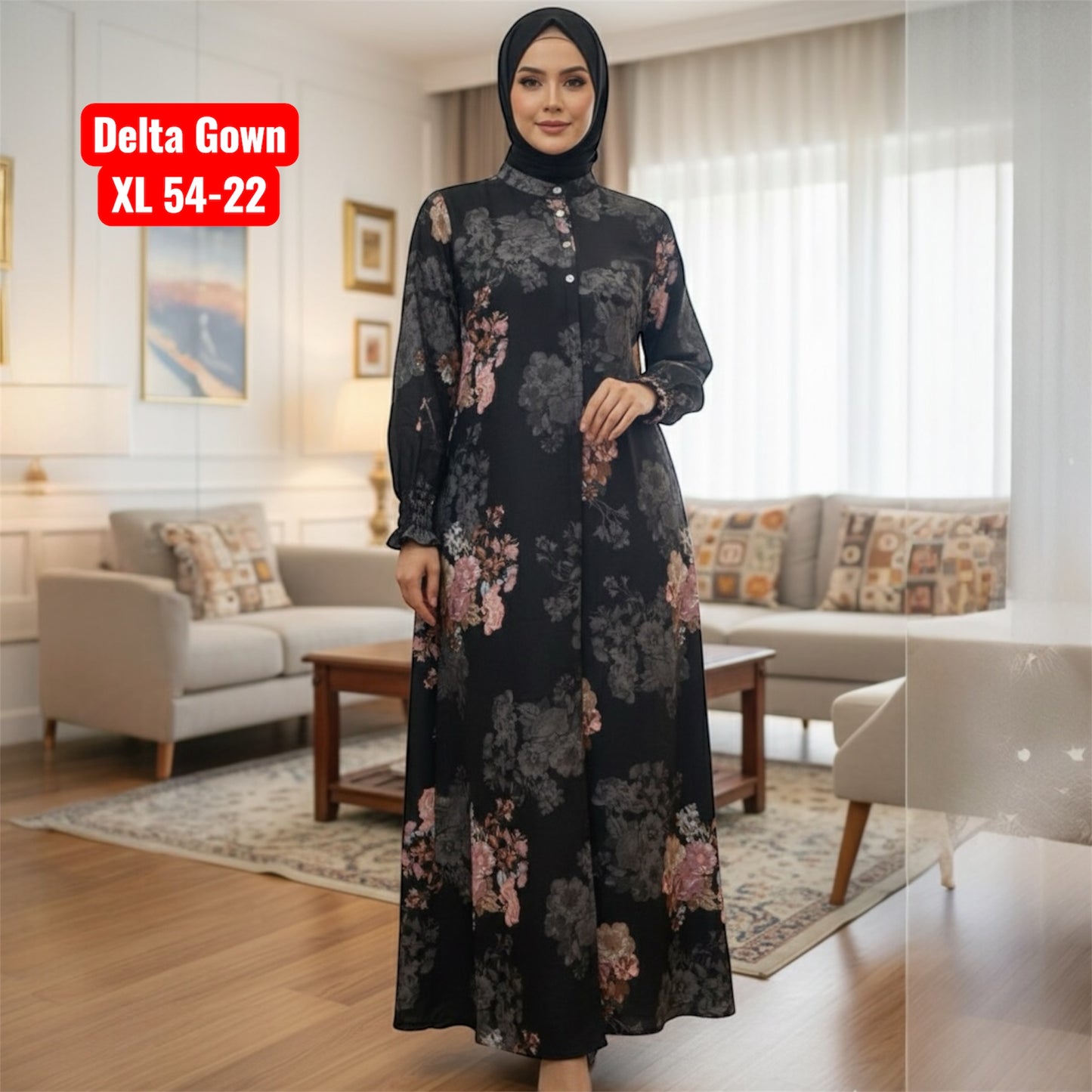 Abaya Gown In Delta Cloth
