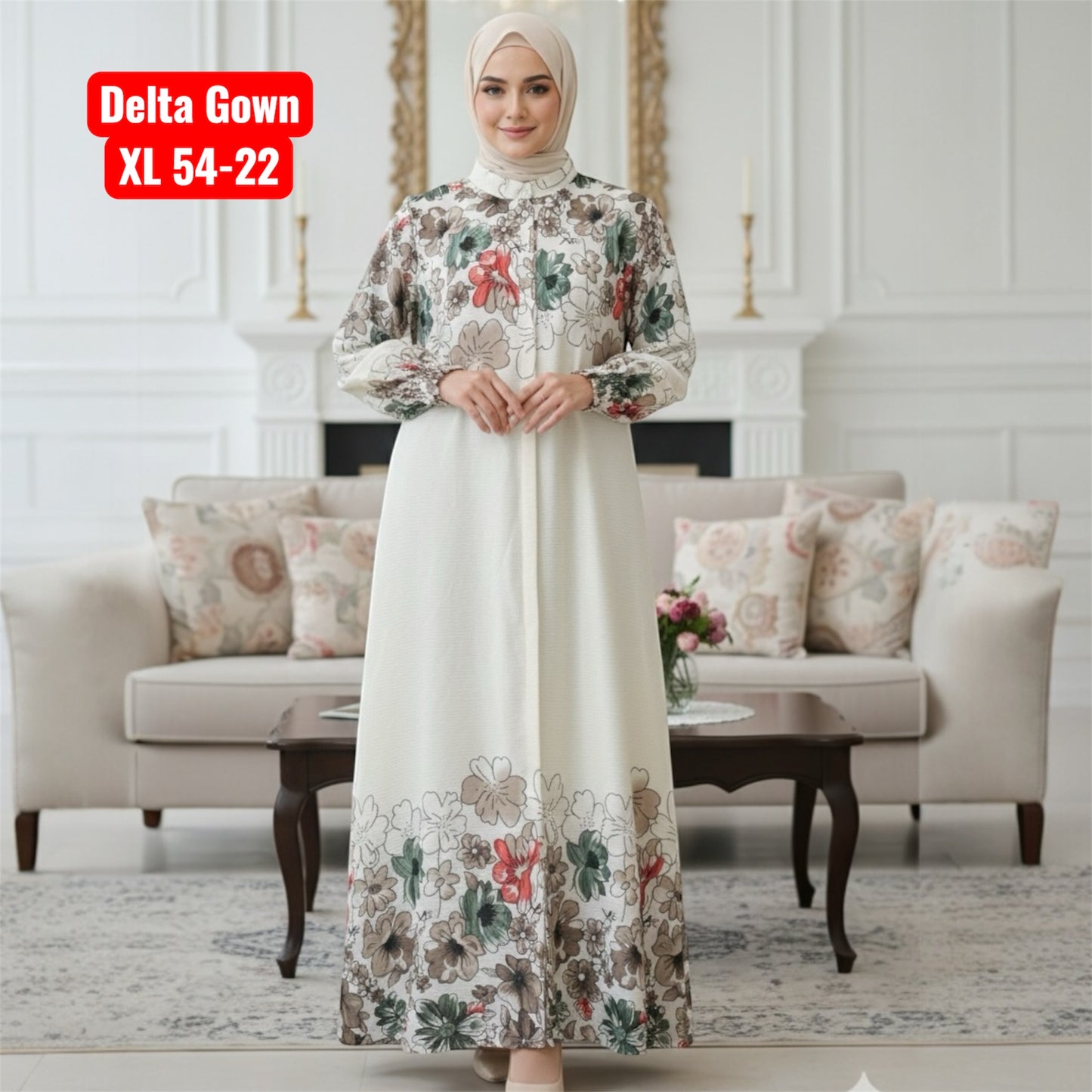Abaya Gown In Delta Cloth