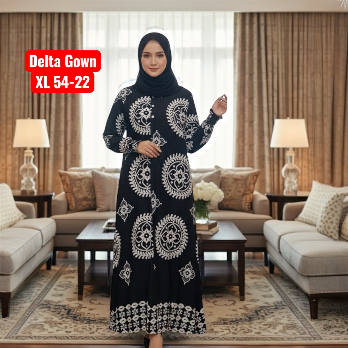 Abaya Gown In Delta Cloth