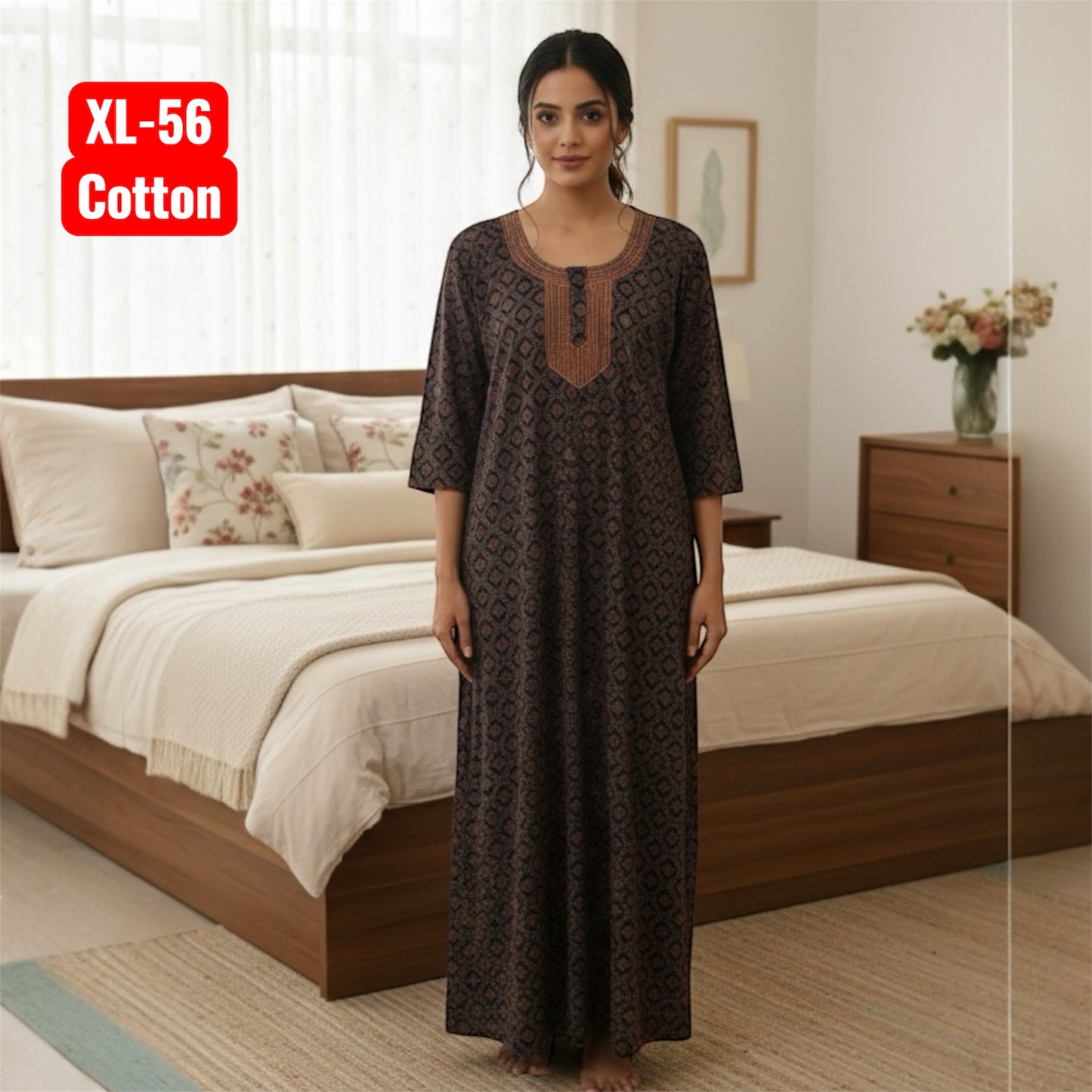 Cotton Nighty Ajrakh Print