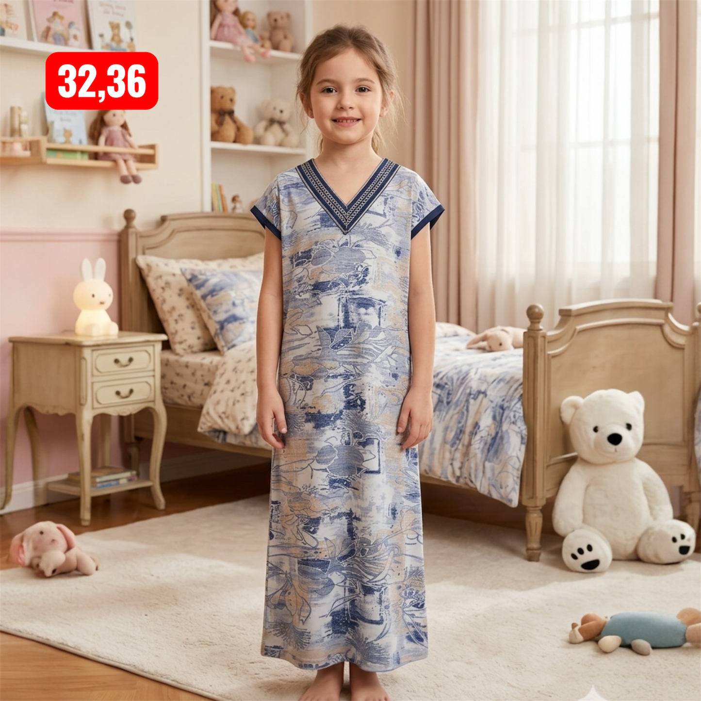 Kids v Neck Baniyan Nighty