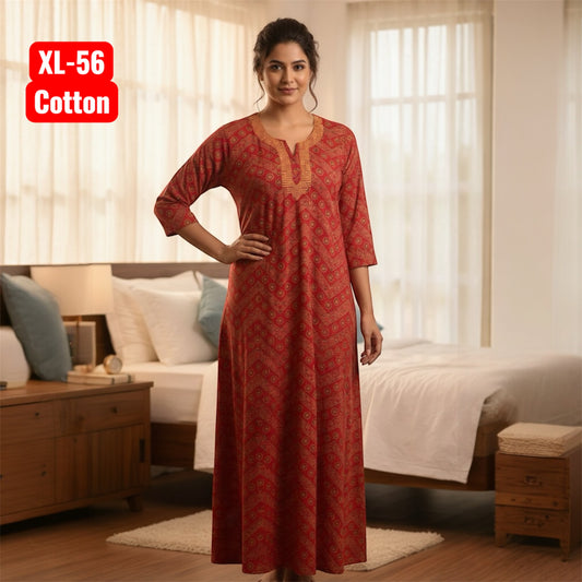 Cotton Nighty Ajrakh Print