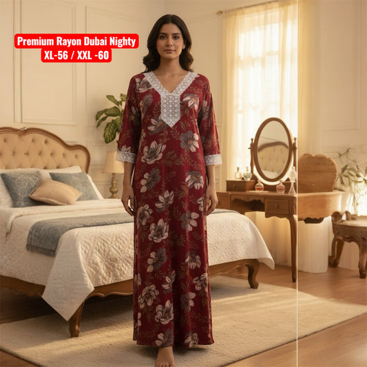Premium Rayon Dubai Nighty