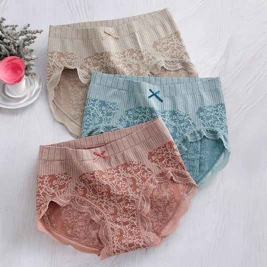 3Pc Elegant Floral & Lace Panties