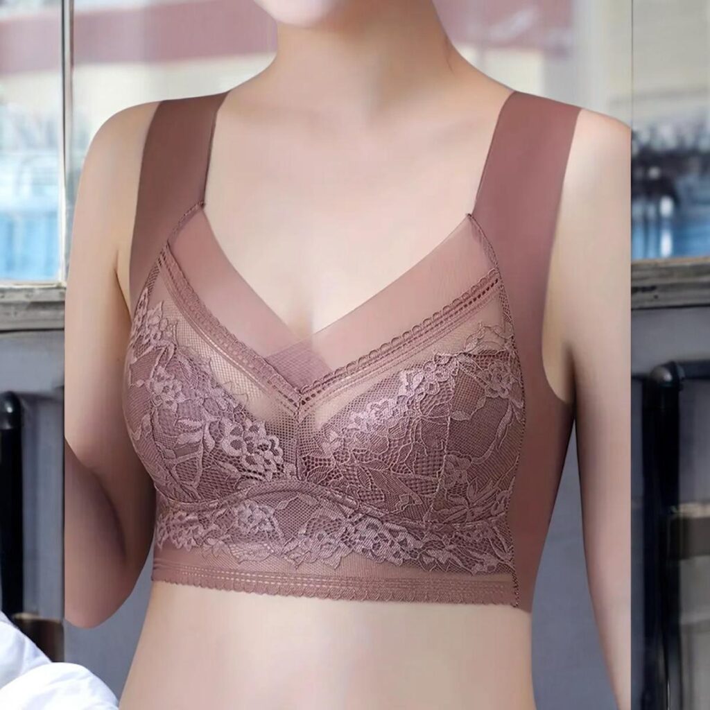 Solid Floral Lace Wireless Tank Bra