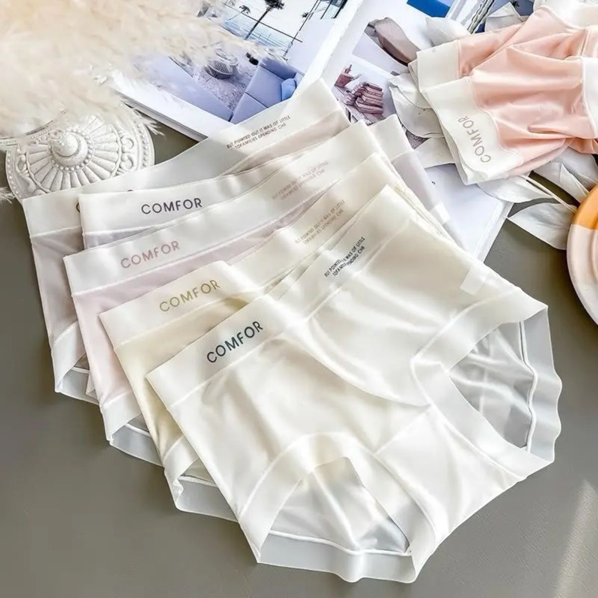 3pcs Comfortable seamless ice silk Underwear.