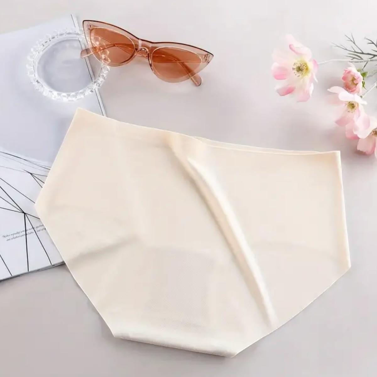 3pcs Seamless Solid Briefs, Comfy & Breathable Stretchy Intimates Panties.