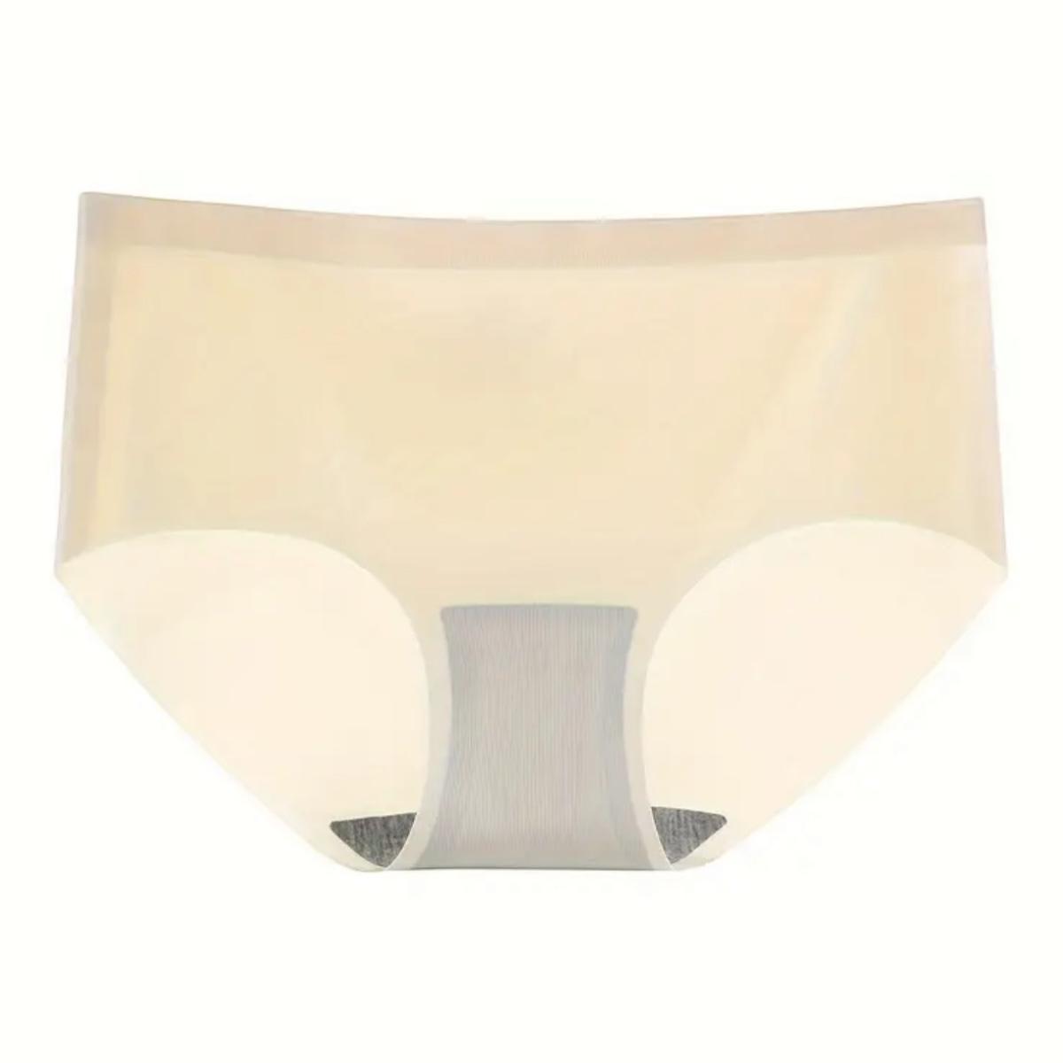 3pcs Seamless Solid Briefs, Comfy & Breathable Stretchy Intimates Panties.