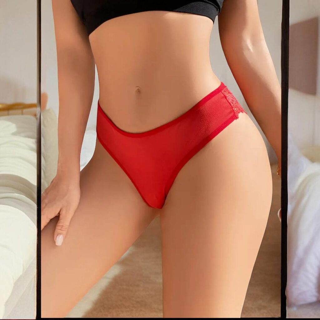 1pc Alluring Heart Shaped Ring Cut Out Lace Panty.
