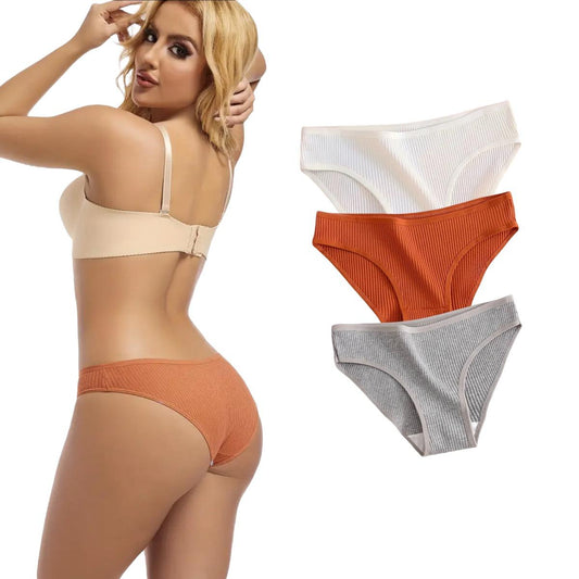 3 pcs Solid seamless cotton pantie